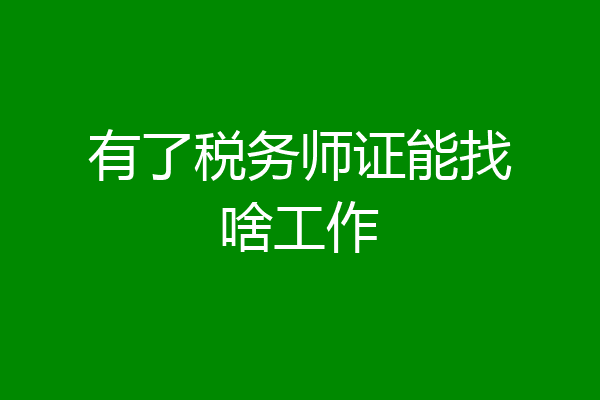 有了税务师证能找啥工作