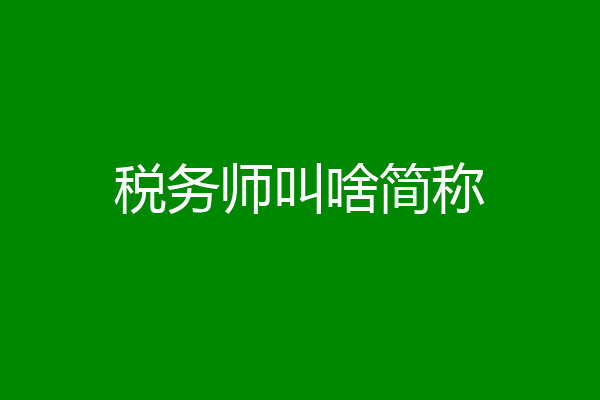 税务师叫啥简称