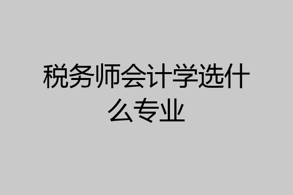 税务师会计学选什么专业