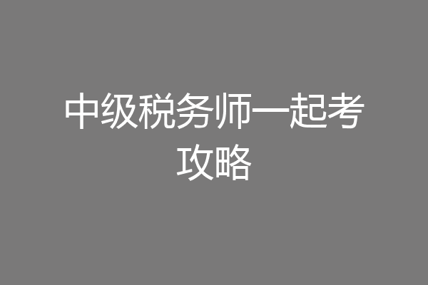 中级税务师一起考攻略
