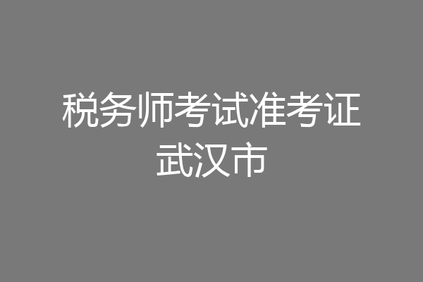 税务师考试准考证武汉市