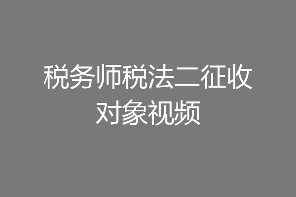 税务师税法二征收对象视频