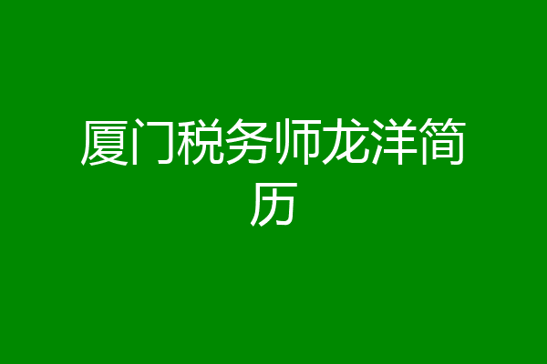 厦门税务师龙洋简历