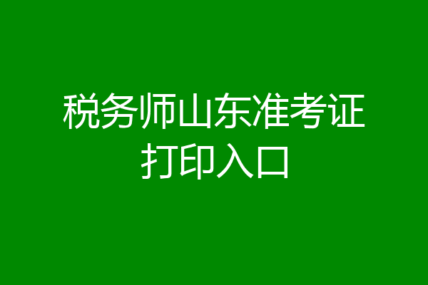 税务师山东准考证打印入口