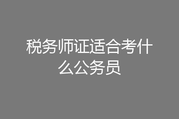 税务师证适合考什么公务员