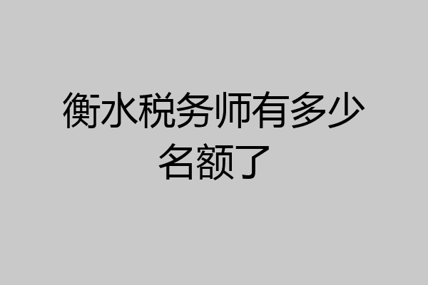衡水税务师有多少名额了