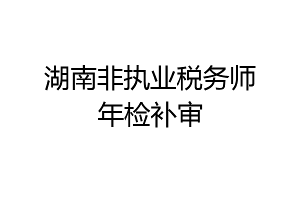 湖南非执业税务师年检补审