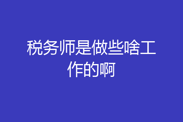 税务师是做些啥工作的啊
