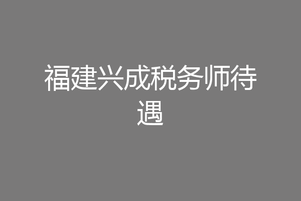 福建兴成税务师待遇