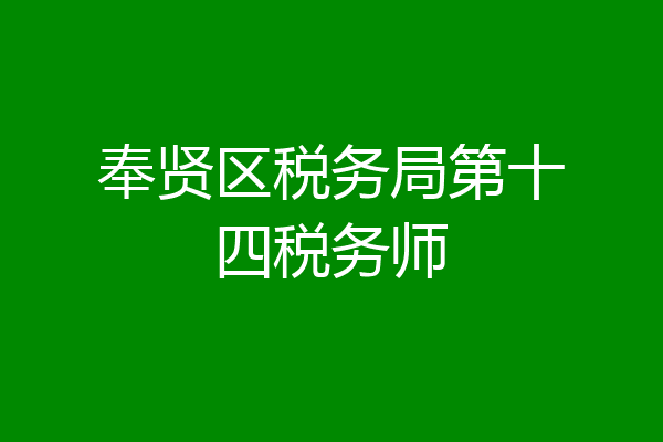奉贤区税务局第十四税务师