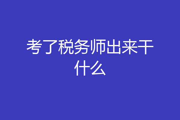 考了税务师出来干什么