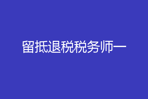 留抵退税税务师一