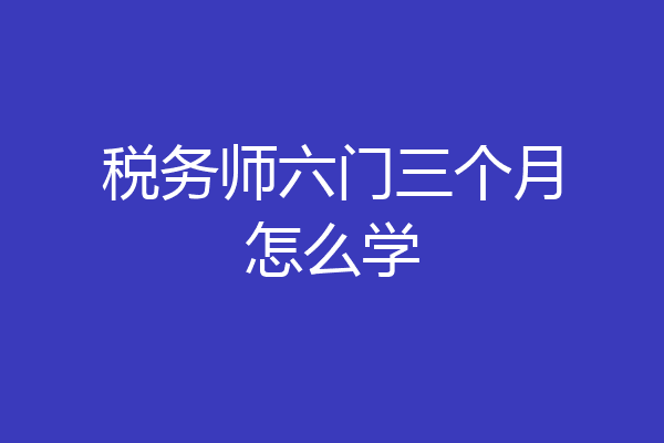 税务师六门三个月怎么学