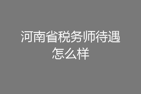 河南省税务师待遇怎么样