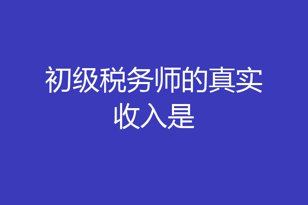 初级税务师的真实收入是