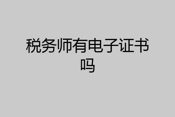 税务师有电子证书吗