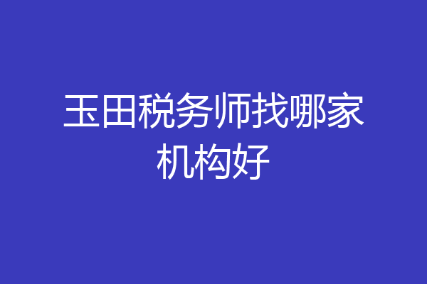 玉田税务师找哪家机构好