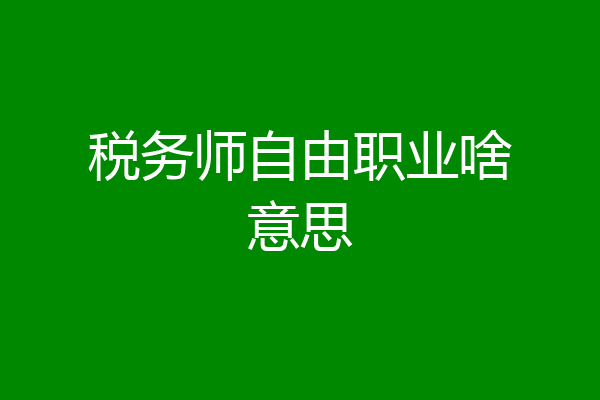 税务师自由职业啥意思
