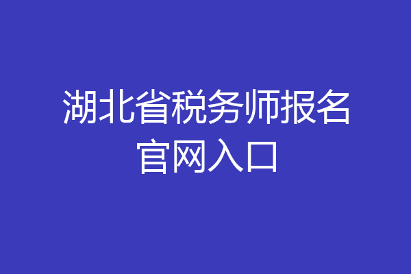 湖北省税务师报名官网入口