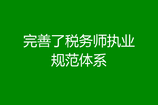 完善了税务师执业规范体系