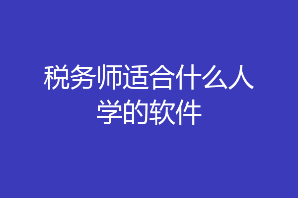 税务师适合什么人学的软件