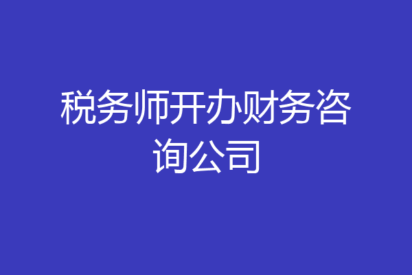 税务师开办财务咨询公司