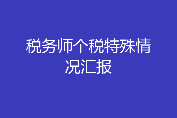 税务师个税特殊情况汇报