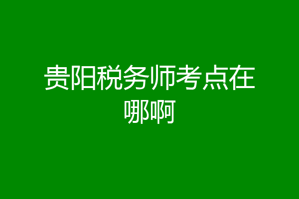 贵阳税务师考点在哪啊