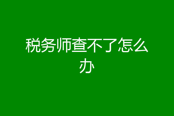 税务师查不了怎么办