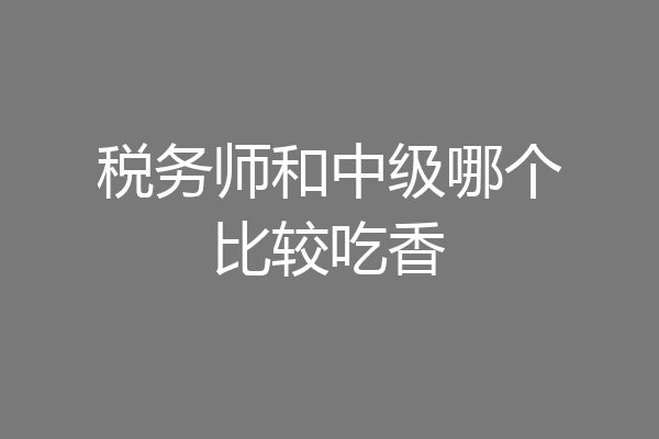 税务师和中级哪个比较吃香