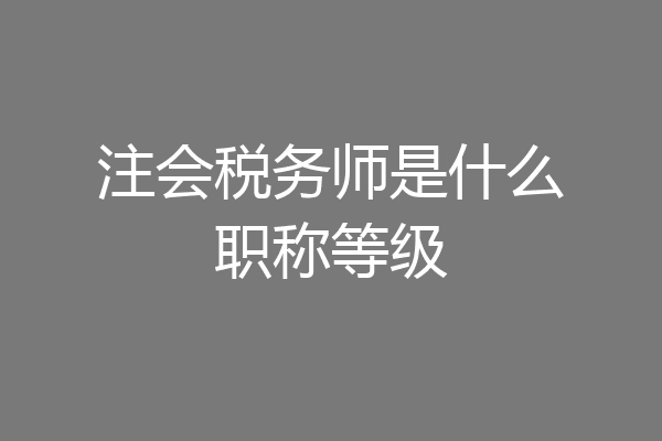 注会税务师是什么职称等级