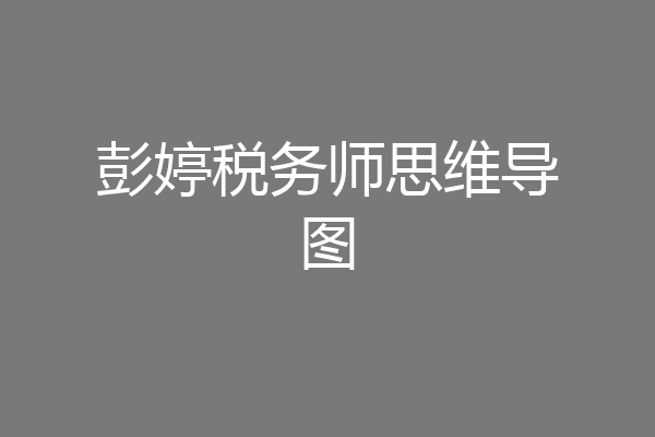 彭婷税务师思维导图