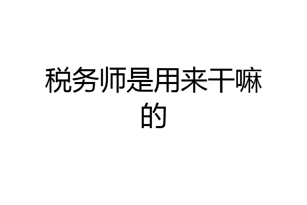 税务师是用来干嘛的