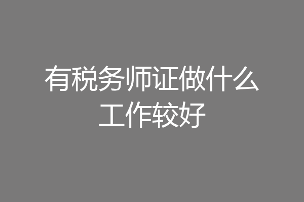 有税务师证做什么工作较好