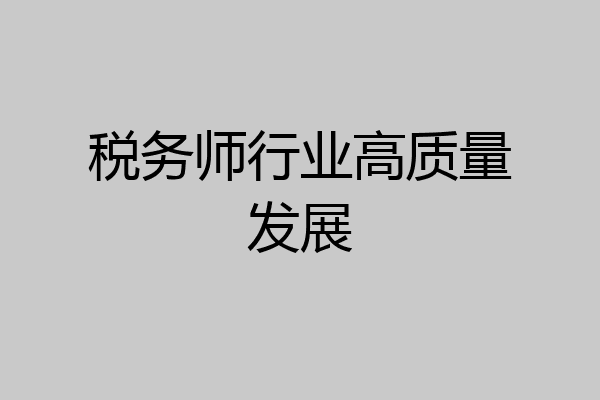 税务师行业高质量发展