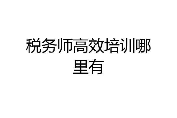 税务师高效培训哪里有