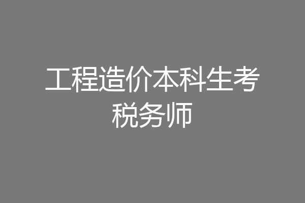 工程造价本科生考税务师