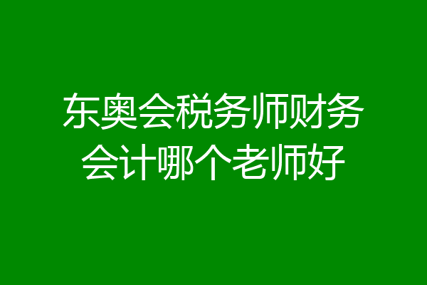 东奥会税务师财务会计哪个老师好
