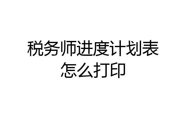 税务师进度计划表怎么打印