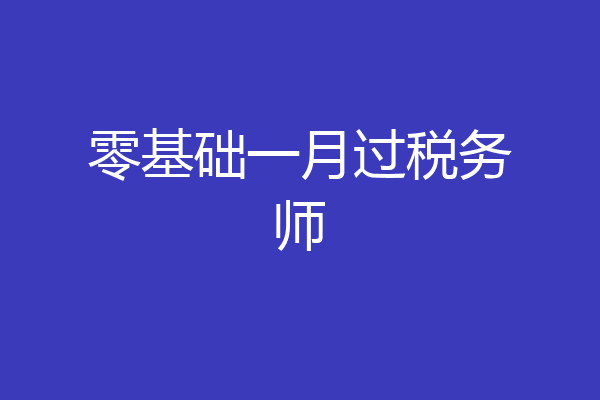 零基础一月过税务师