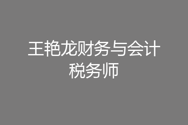 王艳龙财务与会计税务师