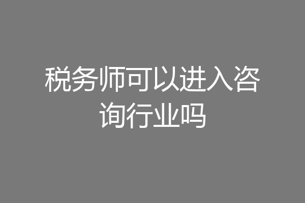 税务师可以进入咨询行业吗