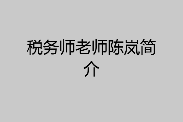 税务师老师陈岚简介