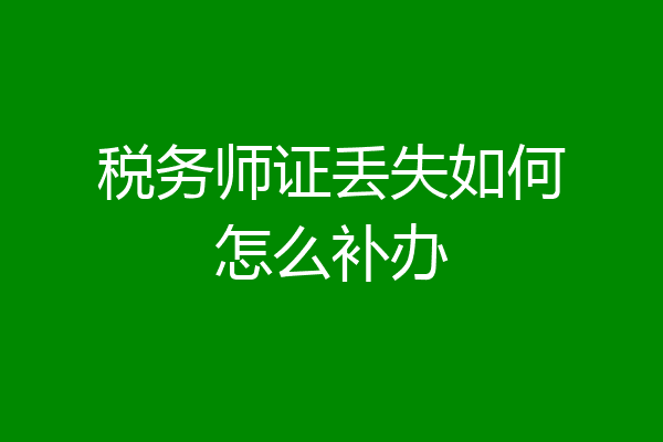 税务师证丢失如何怎么补办