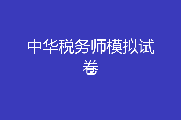 中华税务师模拟试卷