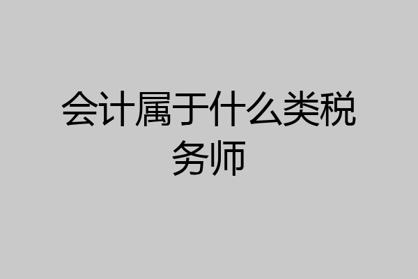 会计属于什么类税务师