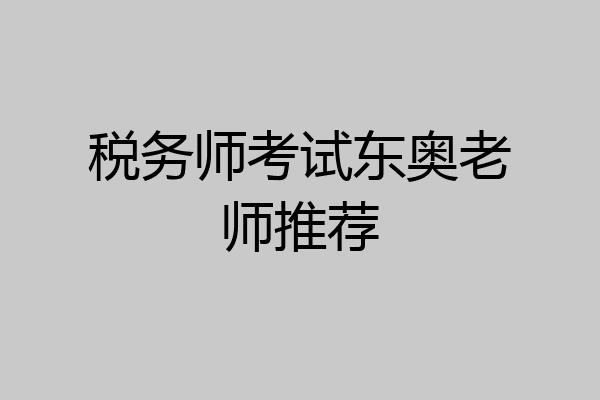 税务师考试东奥老师推荐