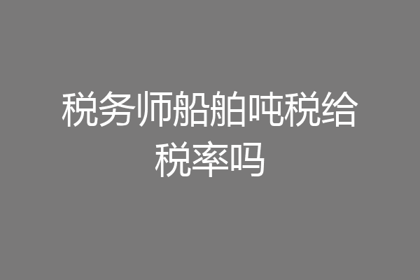 税务师船舶吨税给税率吗