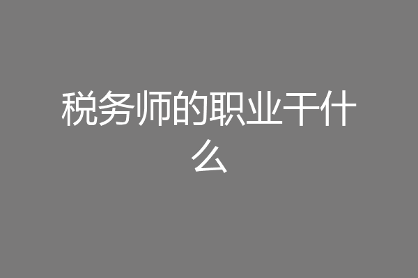 税务师的职业干什么
