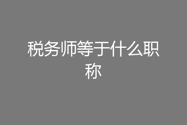 税务师等于什么职称